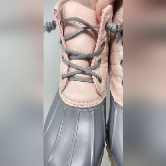 Nautica Dorsay Women's Rain Winter Boots Quilted Rubber Pink Gray Sz 10 Side Zip - Picture 5 of 14